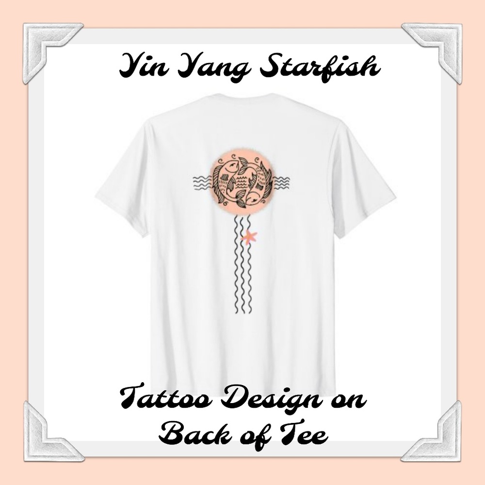 Yin Yang Fish Starfish Tattoo Design T-shirt